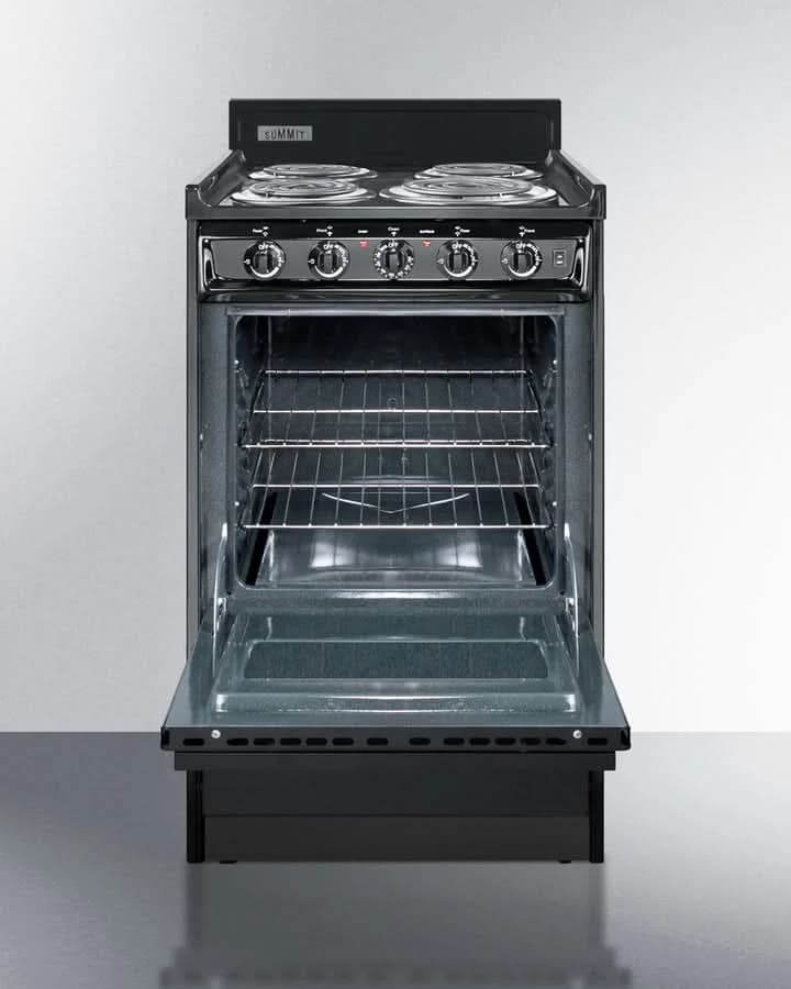 Summit 24 Electric Range with Manual Clean Oven and Chrome Drip Pans Black - TEM110C - image 3
