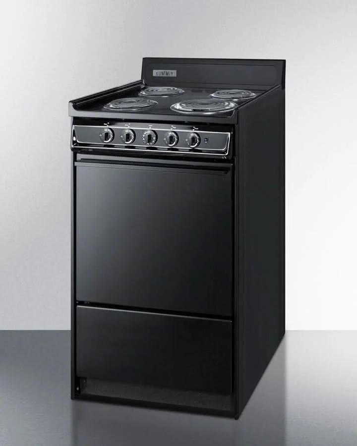 Summit 24 Electric Range with Manual Clean Oven and Chrome Drip Pans Black - TEM110C - image 2