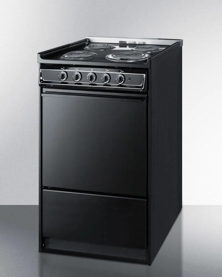 Summit 24 Electric Range with Chrome Drip Pans and Manual Clean Oven Black - TEM110CR - image 7
