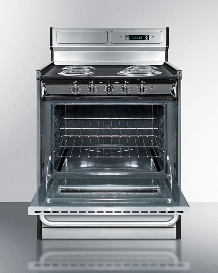 Summit 24 Electric Range with Manual Clean Oven Stainless Steel - TEM230BKWY - image 2