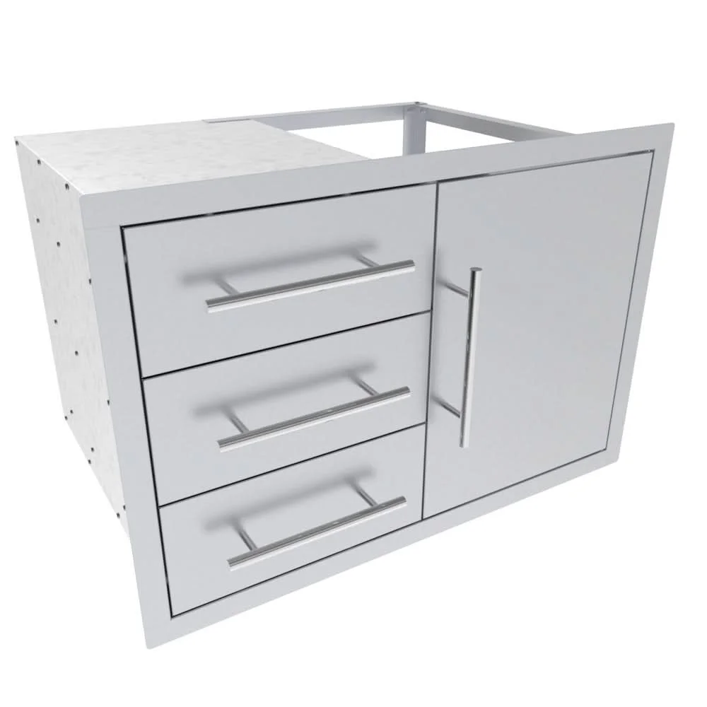 Sunstone 30 Inch Texan Series Triple Drawer Door Combo with Removable Support Frame - TEX-30TDDC - image 2