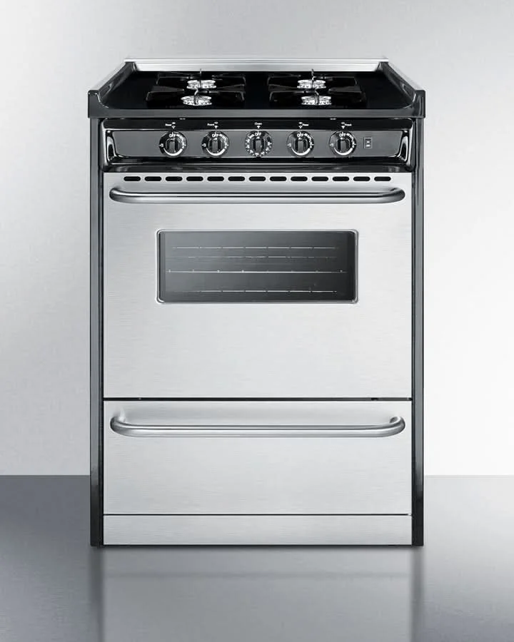 Summit 24 Wide Gas Range, Open Burners - TNM6107BRW