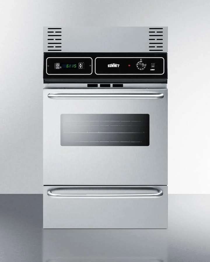 Summit 24 Wide Gas Wall Oven Stainless Steel Black - TTM7212BKW