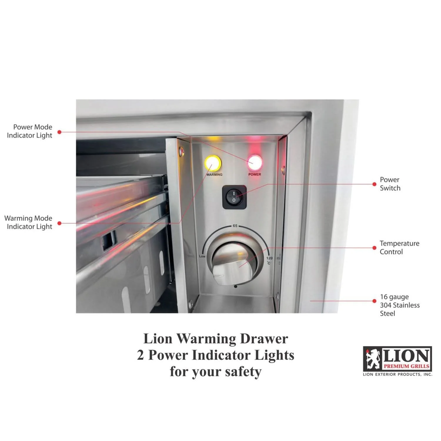 Lion Built In 120V Electric Stainless Steel Warming Drawer - WD256103 - image 3