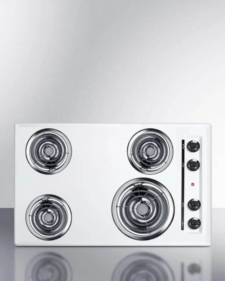 Summit 30 Wide 4-Burner Coil Cooktop White - WEL05