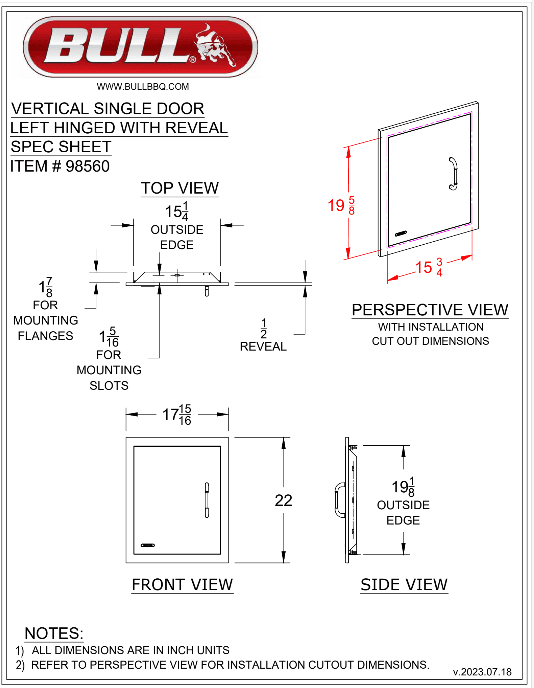 Bull Vertical Access Door-Left Hinge w/ Reveal - 98560 (Old Sku 98552) - image 5