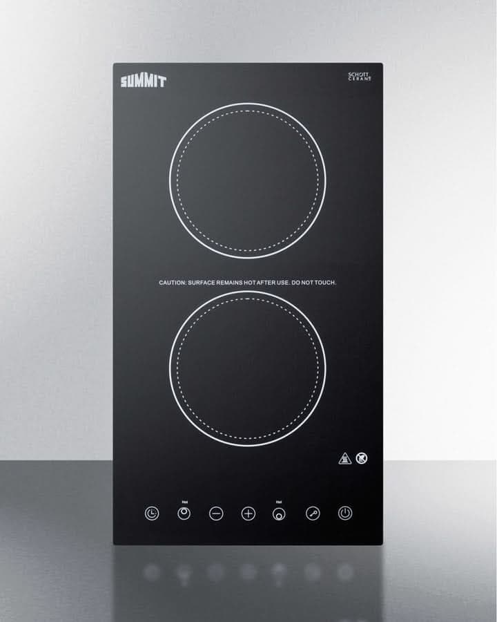 Summit 12 Wide 115V 2-Burner Radiant Cooktop Black - CR2B15T1B