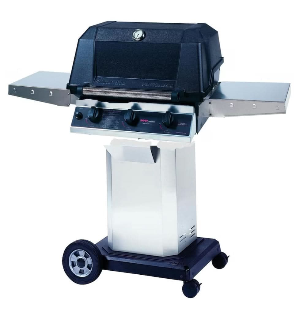 MHP WHRG4DD - 57-Inch 3-Burner Hybrid Stainless Cart Grill with Sear Magic Grids - Natural Gas - WHRG4DD-NS + OCOL + OM-N