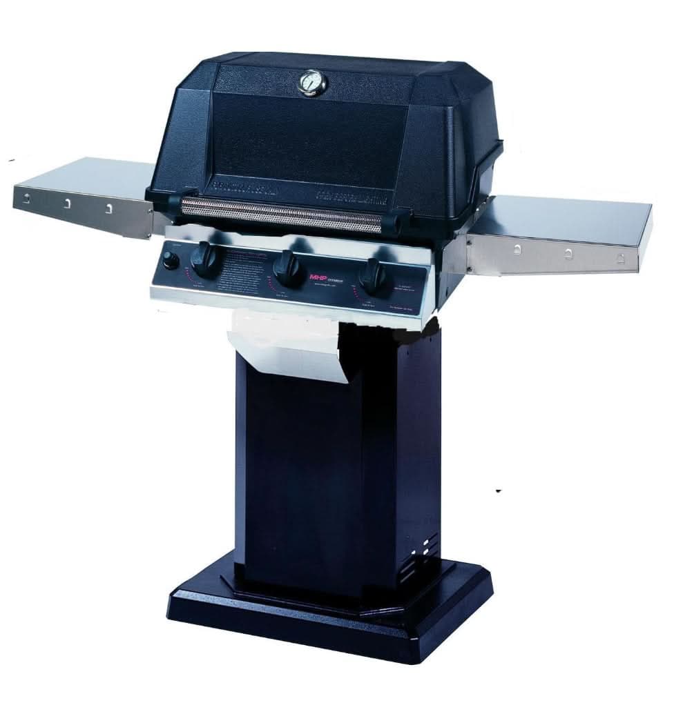 MHP WHRG4DD - 57-Inch 3-Burner Hybrid Black Patio Base Grill with Sear Magic Grids - Liquid Propane Gas - WHRG4DD-PS + OCOLB + OP-P