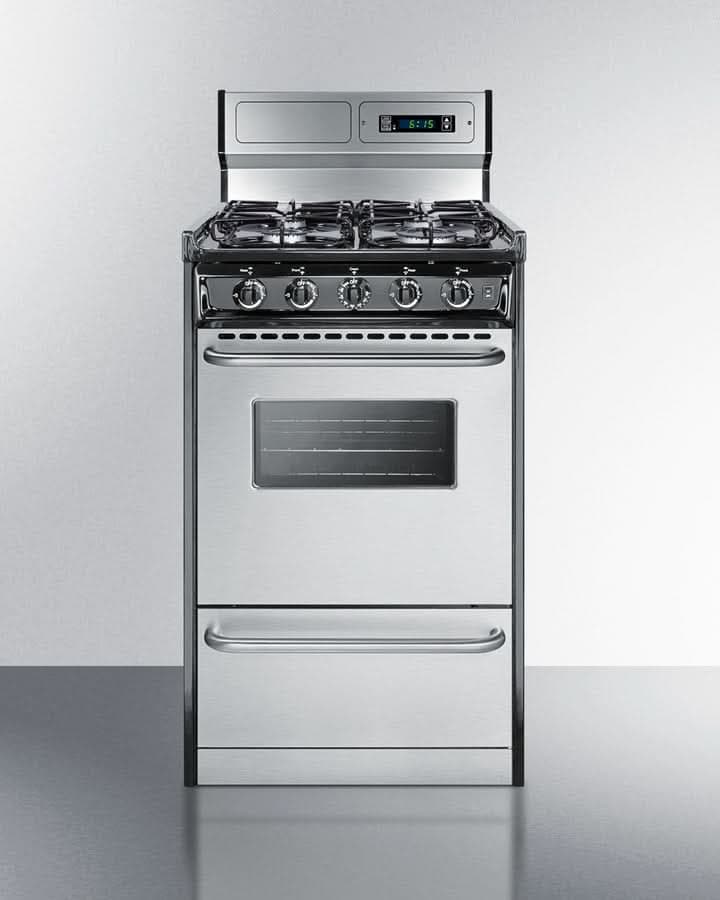 Summit - 20 Wide Gas Range, Sealed Burners - TTM1307BKSW