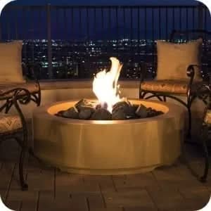 American Fyre Designs 48 Inch Louvre Round Firepit, White Aspen, Natural Gas- 686-WA-11-M6NC