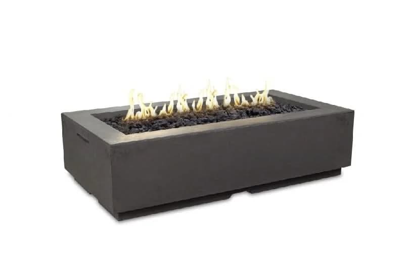American Fyre Designs 56 Inch Louvre Rectangle Firepit, White Aspen, Propane Gas- 689-WA-11-M7PC