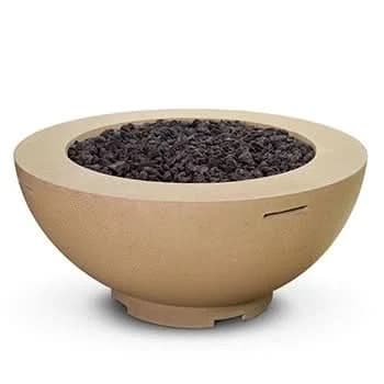 American Fyre Designs 48 Inch Round Fire Bowl, Black Lava, Propane Gas- 731-BA-11-M6PC