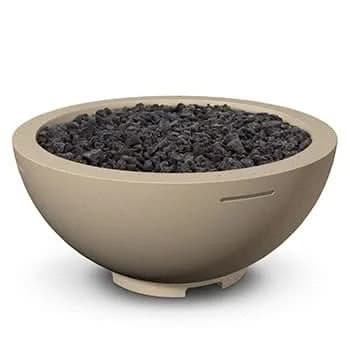 American Fyre Designs 32 Inch Round Fire Bowl, Cafe Blanco, Propane Gas- 733-CB-11-M6PC
