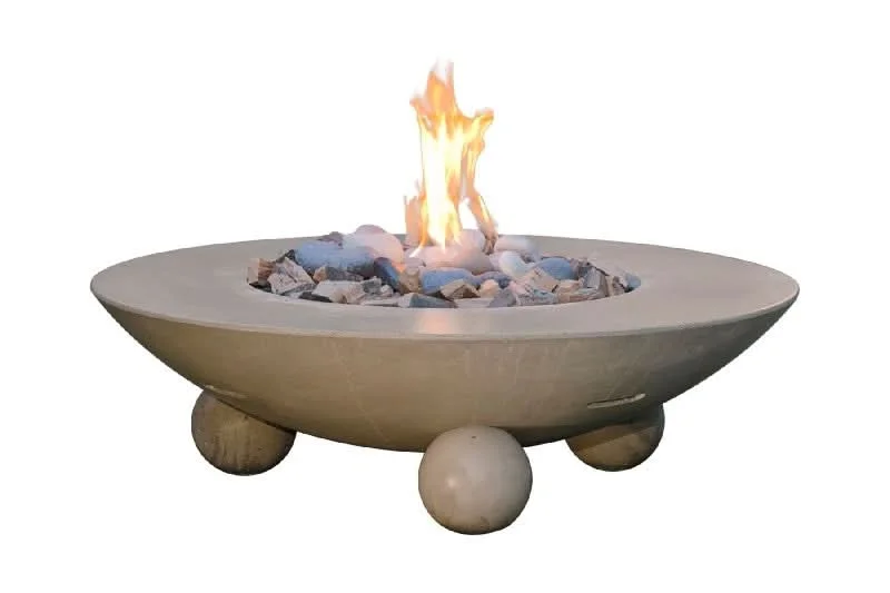 American Fyre Designs 16 Inch Versailles Round Firetable with Ball Feet, Smoke, Natural Gas- 744-SM-11-M6NC