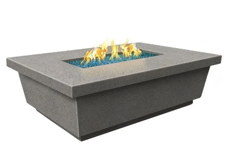 American Fyre Designs Reclaimed Wood 15 1/2 Inch Contempo Rectangle Firetable, Silver Pine, Natural Gas- 783-BA-SP-M4NC