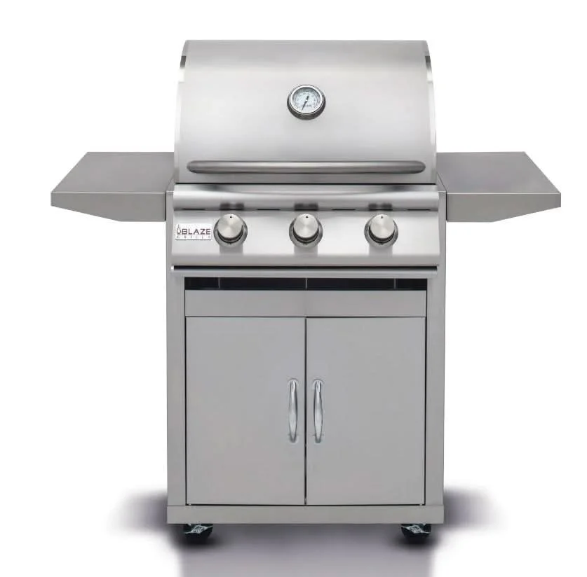 Blaze Prelude LBM - 25-Inch 3-Burner Freestanding Grill - Liquid Propane Gas - BLZ-3LBM-LP + BLZ-3-CART-SC