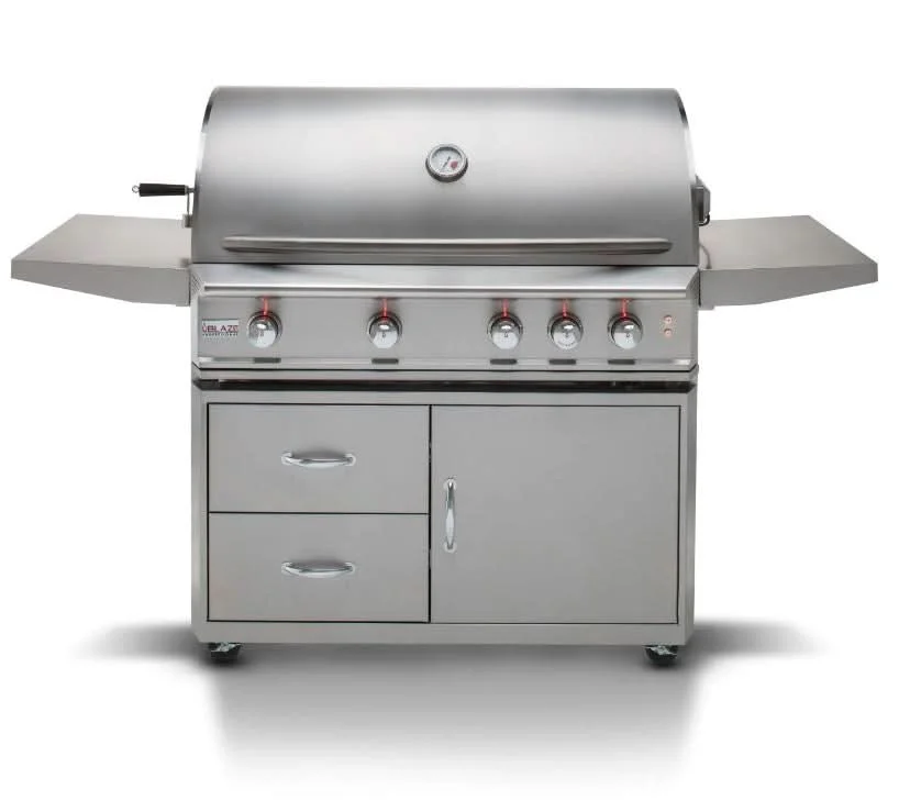 Blaze Professional LUX - 44-Inch 4-Burner Freestanding Grill - Liquid Propane with Rear Infrared Burner - BLZ-4PRO-LP + BLZ-4PRO-CART-LTSC