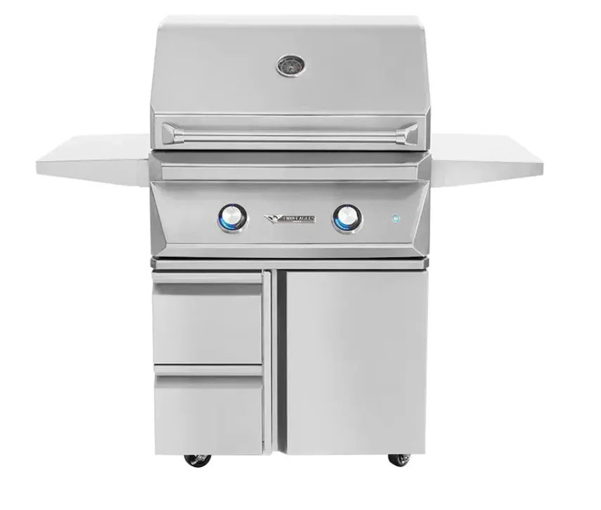 Twin Eagles - 30-Inch Breakfast Club - Natural Gas + 30" Grill Base, w/ Storage Drawers, Single Door - TEBC30-CN + TEGB30SD-B