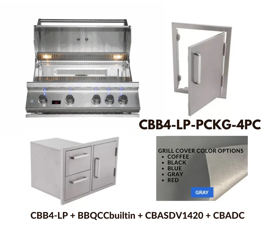 Whistler Standard PackageĀ 4 burner Built-in gas Grill with Stainless Steel Access door, Door Drawer Combo and Custom Grill cover with 5 year warranty LP