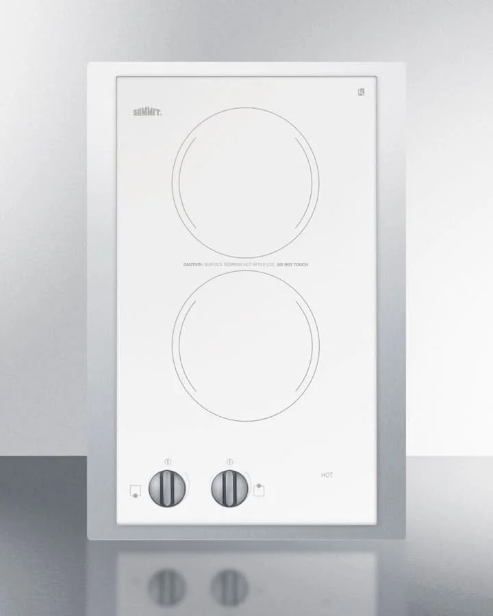 Summit 15 Wide 115V 2-Burner Radiant Cooktop White - CR2110WHTK15