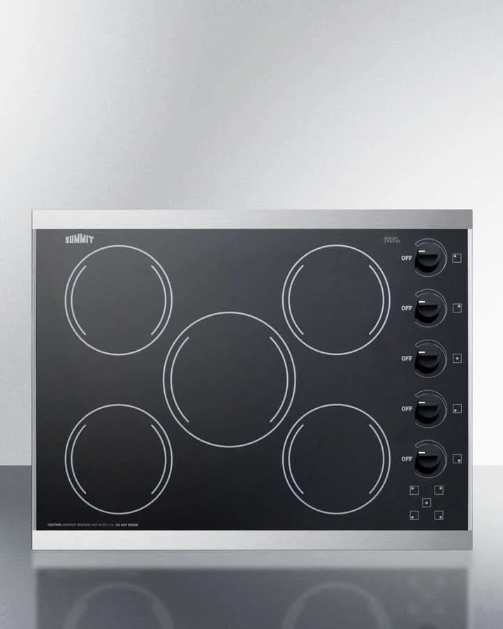 Summit 27 Wide 230V 5-Burner Radiant Cooktop Black - CRS5B13B