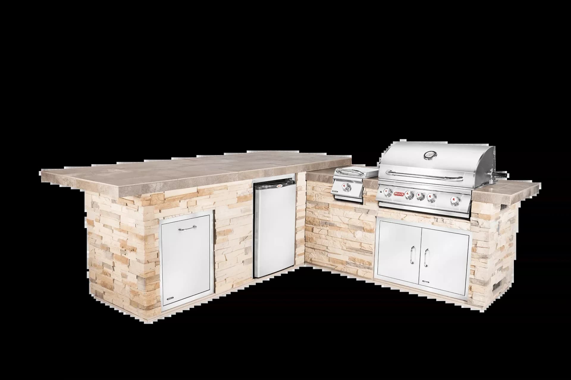 Bull Island Gourmet Q L Shaped Outdoor Kitchen & Grill Quartzsite Base - 31020-LP