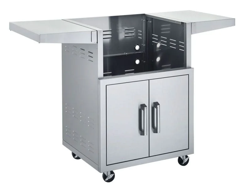 Broilmaster Stainless Steel Double Door Cart with 2 Fold-Down Side Shelves, Locking Caster: 25 Inch - BSACT26
