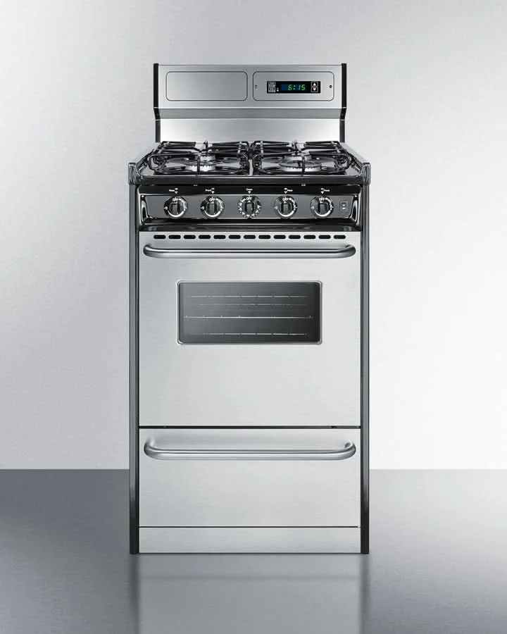Summit - 20 Wide Gas Range, Sealed Burners - TTM1307BKSW