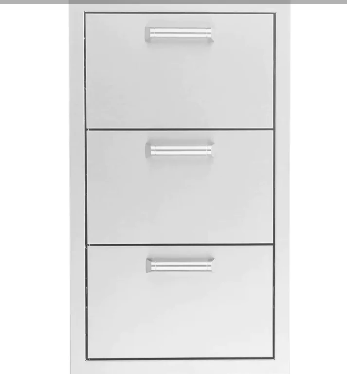 PCM 16-Inch Stainless Steel Triple Access Drawer, Contempo - BBQ-260-DRW3 + BBQ-350H-Handle (3)