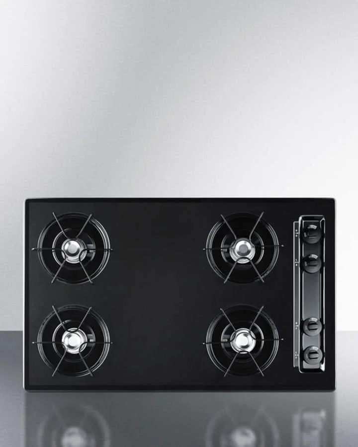 Summit 30 Wide 4 Burner Gas Cooktop Black - TNL053