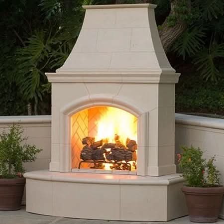 American Fyre Designs 87 Inch Vented Free-Standing Outdoor Phoenix Fireplace, 16 Inch Rectangle Bullnose, No Recess, Smoke, Key Value on the LEFT/Gas Source UNDERNEATH- 017-02-N-SM-LUC