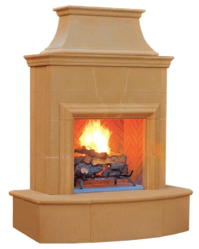 American Fyre Designs 84 Inch Vent-Free Free-Standing Outdoor Petite Cordova Fireplace, 16 Inch Rectangle Bullnose, No Recess, Smoke, Key Value on the LEFT/Gas Source UNDERNEATH- 125-02-N-SM-LUC