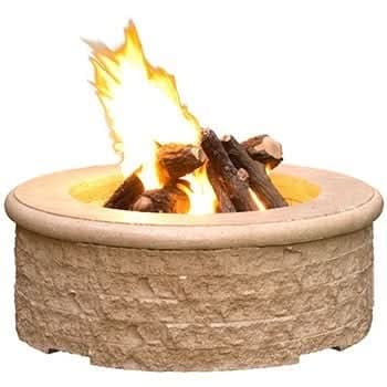 American Fyre Designs 39 Inch Round Chiseled Firepit, Cafe Blanco, Natural Gas- 680-CB-11-M6NC