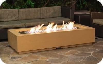 American Fyre Designs 72 Inch Louvre Long Rectangle Firepit, White Aspen, Propane Gas- 688-WA-11-M8PC