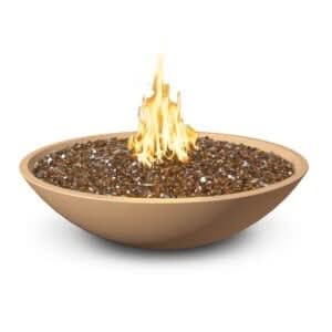 American Fyre Designs 40 Inch Marseille Round Fire Bowl, White Aspen, Propane Gas- 752-WA-11-M6PC