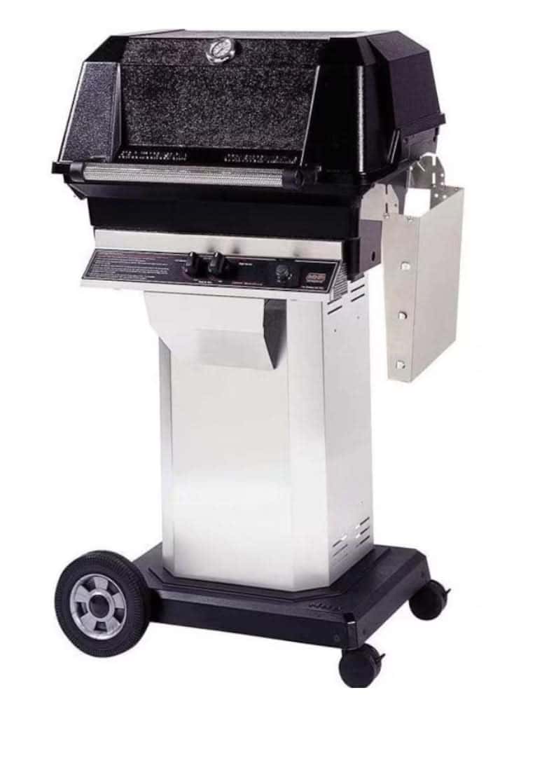 MHP JNR4DD - 37-Inch 2-Burner Stainless Cart Grill with Stainless Steel Shelves and SearMagic Grids - Liquid Propane Gas - JNR4DD-PS + OCOL + OM-P