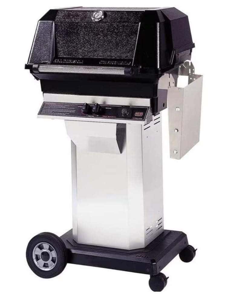 MHP JNR4DD - 37-Inch 2-Burner Stainless Cart Grill with Stainless Steel Shelves and Stainless Grids - Natural Gas - JNR4DD-N + OCOL + OM-N