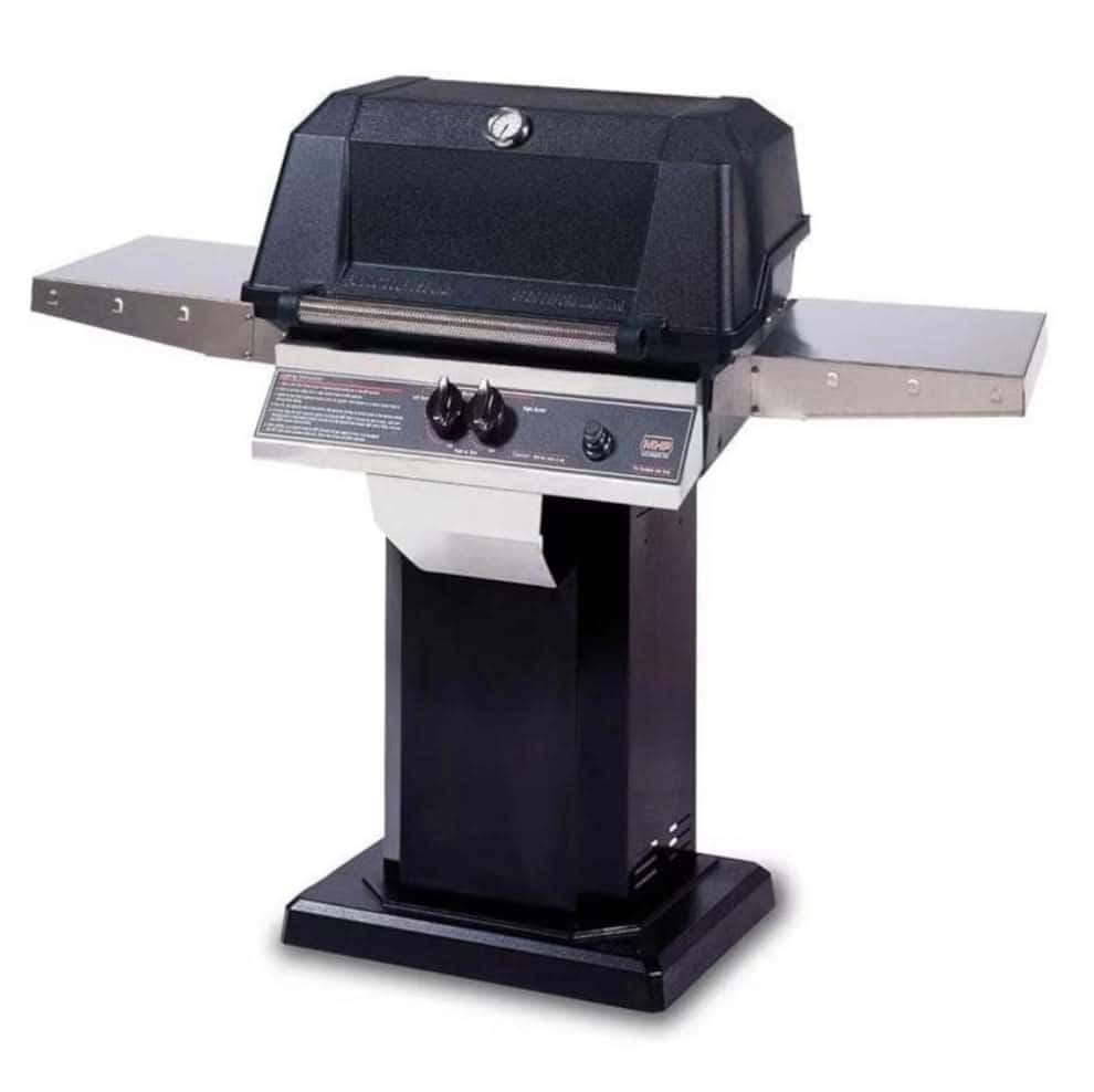 MHP WNK4DD - 57-Inch 2-Burner Black Patio Base Grill with Stainless Steel Shelves and Stainless Grids - Natural Gas - WNK4DD-N + OCOLB + OP-N