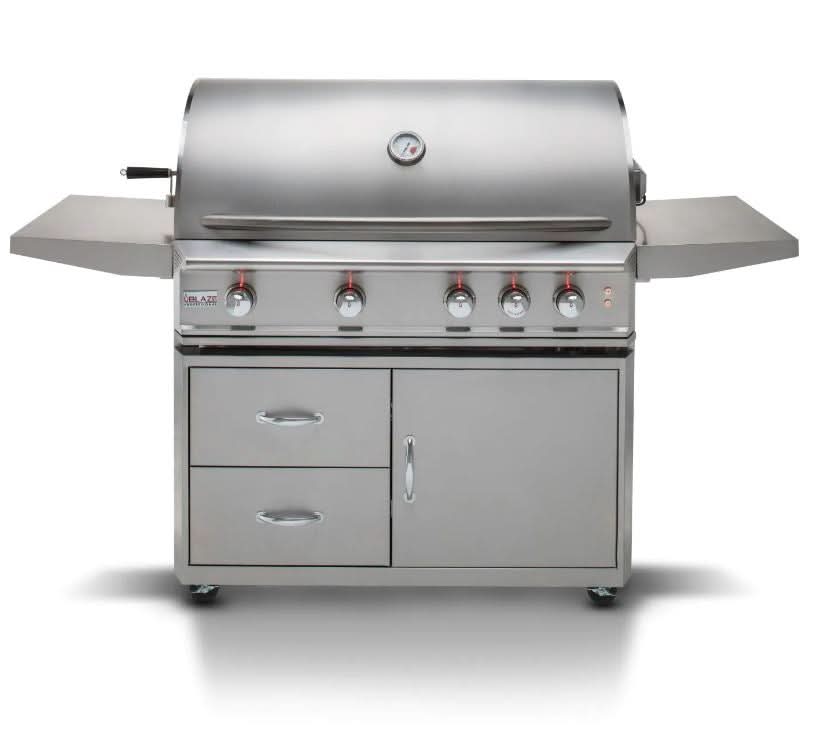 Blaze Professional LUX - 44-Inch 4-Burner Freestanding Grill - Liquid Propane with Rear Infrared Burner - BLZ-4PRO-LP + BLZ-4PRO-CART-LTSC
