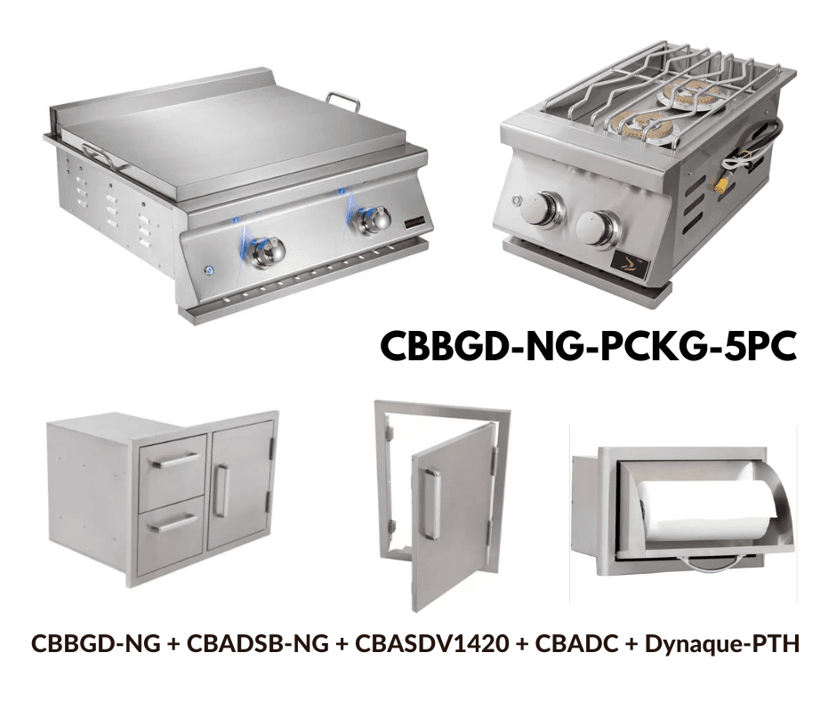 Whistler Standard Package Built-in Gas Griddle with Double Side Burner, Stainless Steel Access door, Door Drawer Combo and Paper Towel Holder NG